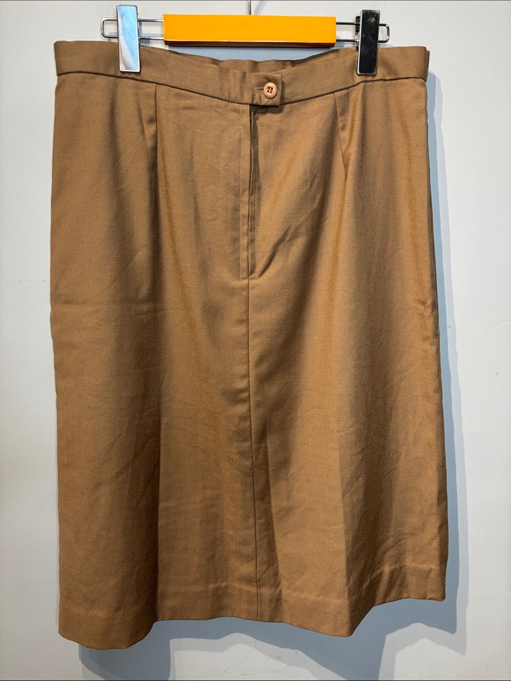 Vintage 100% Virgin Wool Brown Pleated Skirt - Picture 3 of 8